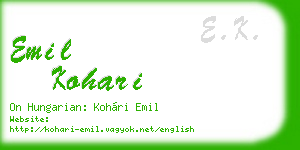 emil kohari business card